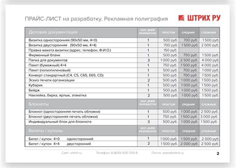 Важные детали при создании прайс-листа