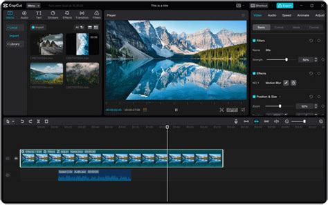 Инструменты редактирования видео в Cap Cut на ПК