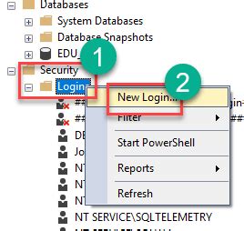 Команда для подключения пользователя sa в SQL Server