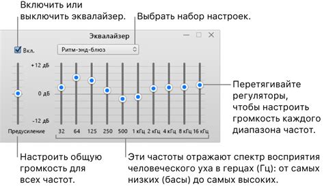 Меню настройки эквалайзера