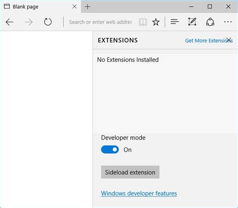 Открытие расширений в Microsoft Edge
