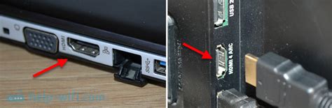 Подключение кабеля HDMI к ноутбуку и телевизору