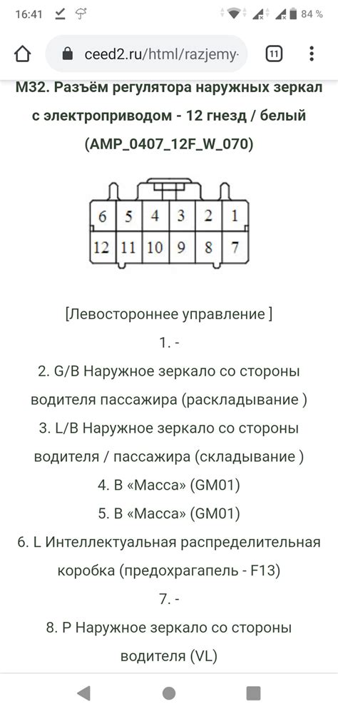Подключение складывания зеркал