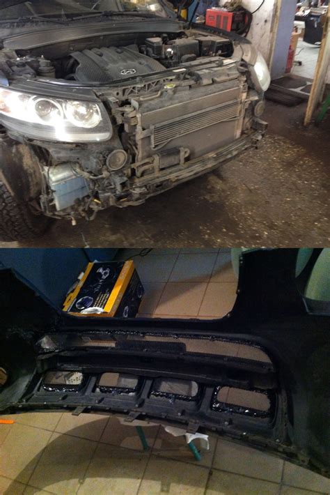 Поднятие автомобиля и снятие переднего бампера