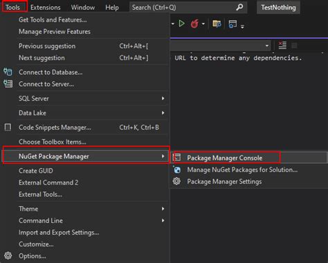 Поиск Package Manager Console