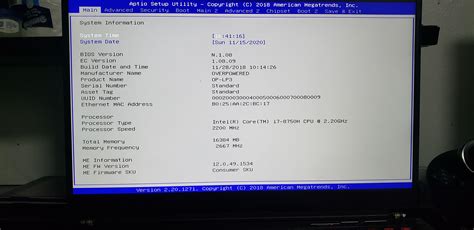 Проверка и настройка BIOS после сброса Machenike