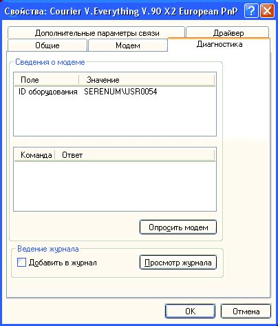 Проверка установки модема
