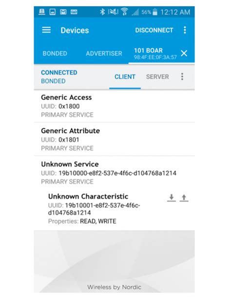 Работа с NRF Connect