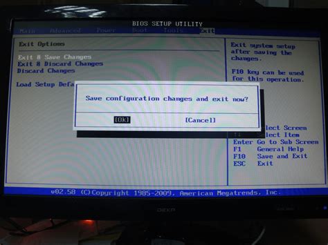 Сохранение и выход из BIOS Asus