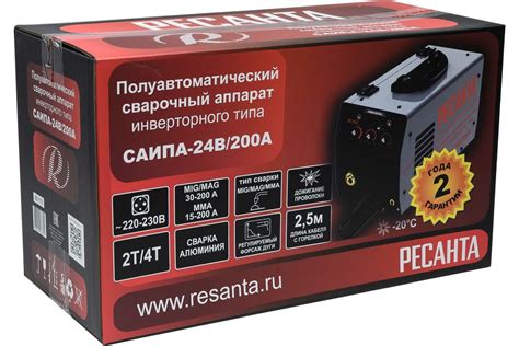 Технические характеристики полуавтомата Resanta САИПА 24В/200А