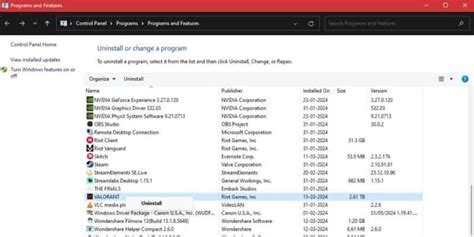 Удаление Riot Client с помощью деинсталлятора