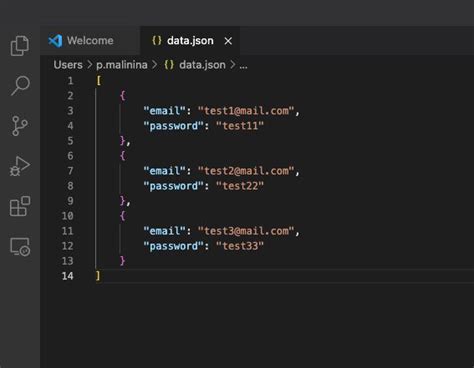 Шаги для создания json файла