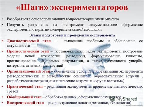 Шаги предварительной подготовки для эксперимента