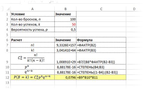 Шаг 3: Расчет вероятностей биномиального распределения